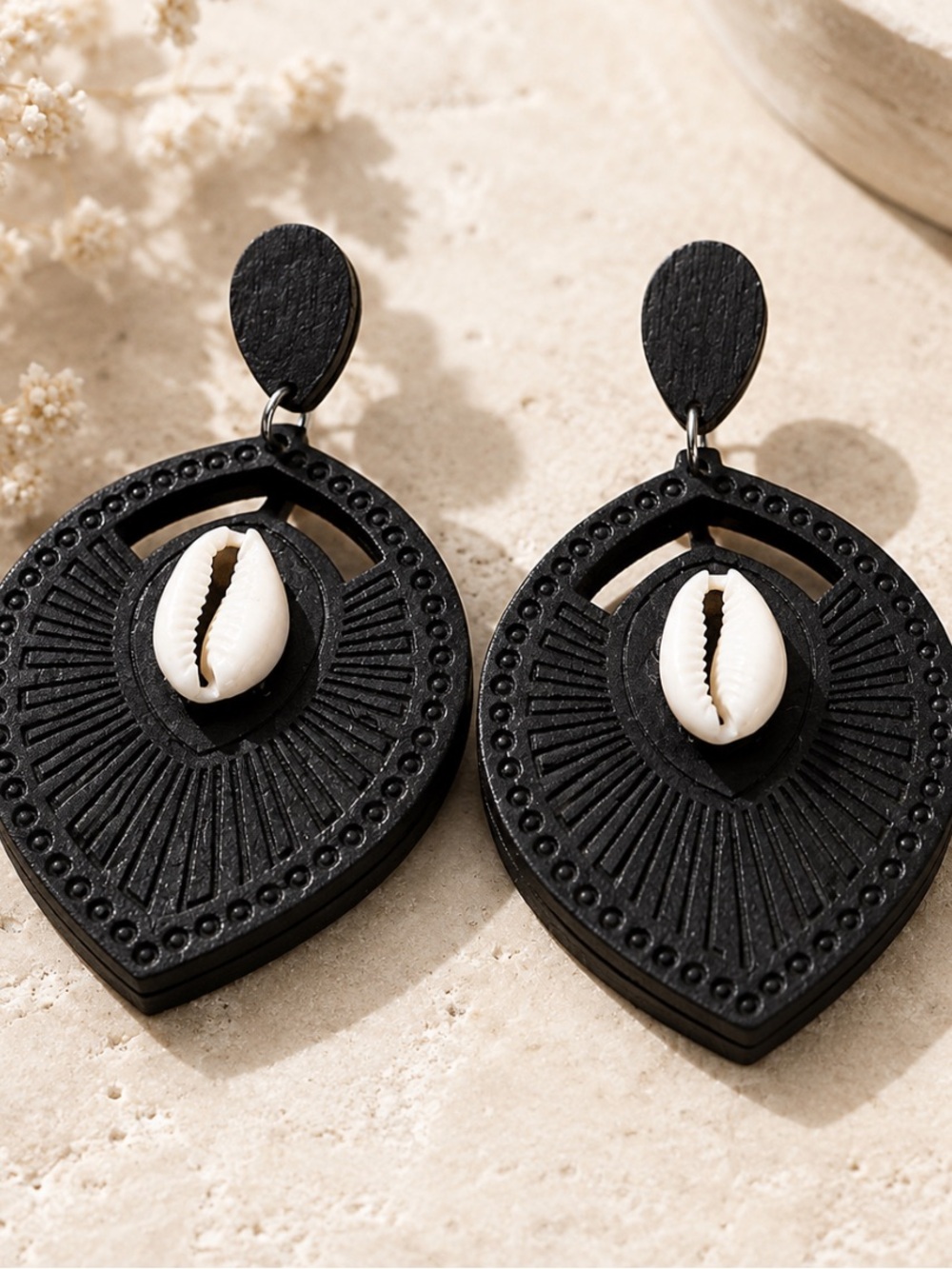 Teardrop Puka Conch Shell Earrings